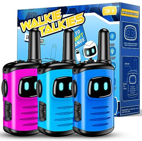 EUTOYZ 3 Pack Walkie Talkies for Kids Age 3-12, Outdoor Toys for Boys & Girls