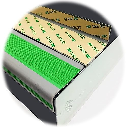 KADEUX PVC Treppenkantenschutz Leiste, L-förmige Anti-Rutsch Treppenkantenprofil, Selbstklebend Stufenkantenprofil, 3mm Dick Gummistreifen Für Innen Und Außen Stufen (Color : Green)