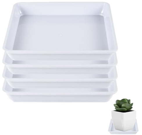 4 confezioni di piattini per piante in plastica, 15 mm, piattini per vasi da fiori quadrati, ornamenti per la casa e il giardino, piattini per vasi di piante in plastica quadrati per fiori, per vasi