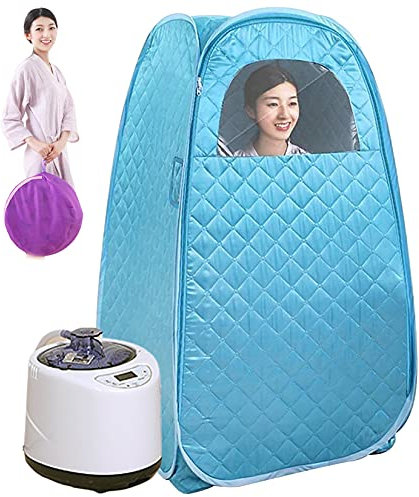 Sauna De Vapor Portátil - Cabina De Sauna Móvil con Generador De Vapor De 2,6 L Baño para Personas Tienda De Sauna Máquina De SPA para Bajar De Peso,Blue