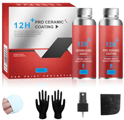 2024 Graphene Ceramic Coating, 12H Auto Keramik Versiegelung, 2 Stück Ceramic Spray Versiegelung, Auto Politur Set, 10+ Jahre Lang Anhaltender Schutz, Ultrahochglänzend, Extrem Hydrophob (Rot)