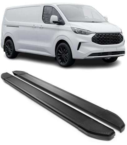 OMAC Trittbretter Seitenschweller kompatibel mit Ford Tourneo Custom 2023-2026 L2 Schwarz Alu 2X