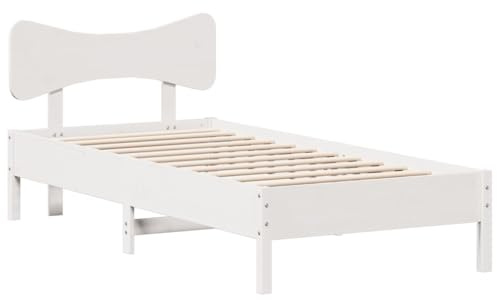 vidaXL Massivholzbett ohne Matratze Weiß 100x200 cm Kiefernholz