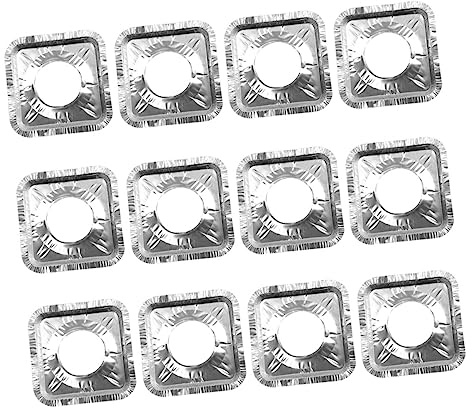 Almohadillas Cuadradas Antiaceite de Aluminio para Estufas 50 Uds | 1 Bolsa, Formato Plata, Uso en Cocina, Conductivas al Calor y Desechables