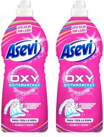 Asevi Quitamanchas Oxy Gel - Quitamanchas con Oxígeno Activo - Ropa Blanca y Color - Blancos Luminosos - Colores Brillantes - Protege las Fibras - Sin Lejía - Aroma a Limpio - Envase de 1100 ml