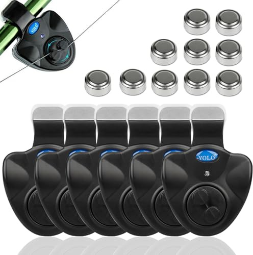 Electronic Fishing Bite Alarm with 10 Bonus Batteries – LED & Sound Alert, Sensitive Siren for Day & Night Carp Fishing, Waterproof Sensor for Bank Fishing Rods