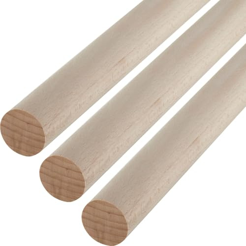 3 Stück SOTECH Buche Rundstäbe glatt Ø30 x 500 mm Rundhölzer Holzstäbe | zum Basteln oder als Garderobenstangen
