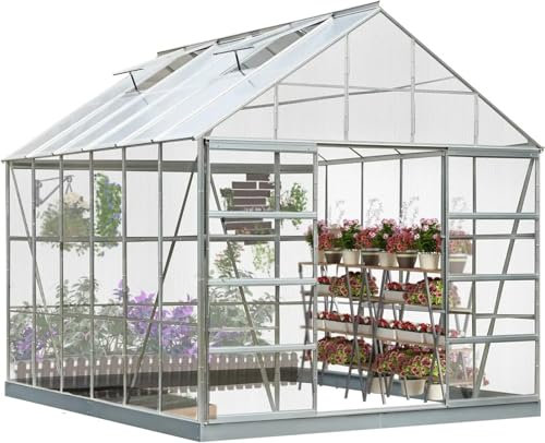 GCYEIDMA Invernaderos Jardin Invernadero de 12' x 10' for Exteriores, casa Verde for Pasatiempos for Plantas con Marco de Aluminio Ajustable