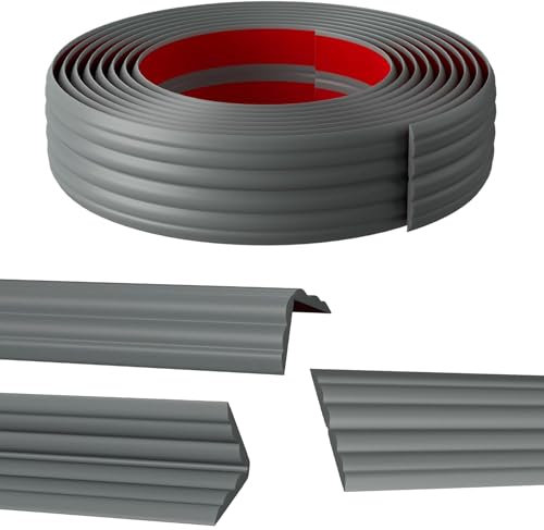 20MM Multifunktion Zierleisten Selbstklebend, Benutzt für Eckenschutz Kantenschutz, Flexible Zierleiste für Türen, Fenster, Wände und Böden, Schälen und aufkleben Weichsockelleiste (Grau, 6M)