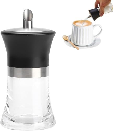 Sucrier Doseur, 100 ml Sucrier pour Sucre en Poudre, Saupoudreuse Sucre avec Buse en Acier Inoxydable, Transparent Acrylique Distributeur de Sucre pour Restaurant, Cuisine et Bar à Café