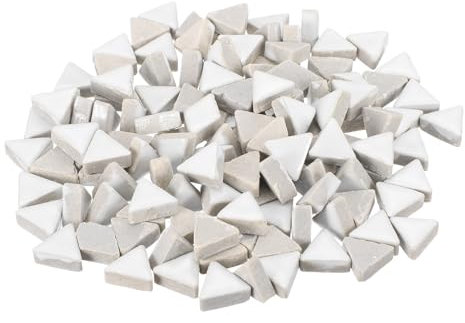 QUARKZMAN 200g Keramik-Mosaikfliesen für Bastelbedarf, Dreieckige weiße Keramikfliesen für Mosaik-Sets Garten Trittplatten Cup Mat