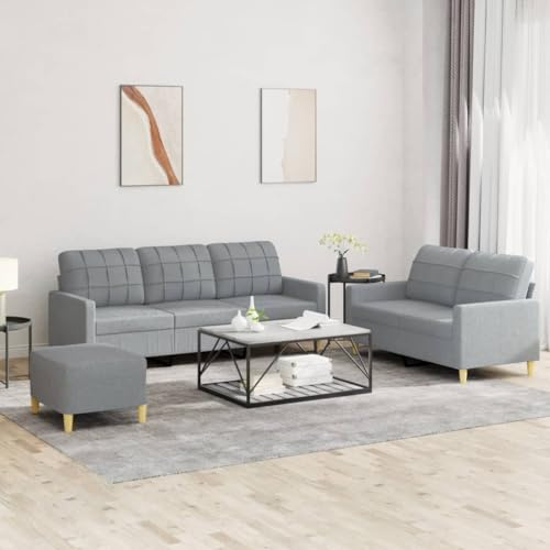 Snsowed 3-TLG. Sofagarnitur mit Kissen Hellgrau Stoff, Sofa Mit Relaxfunktion, Couchgarnitur, Wohnzimmer Sofa, Couch, Sofa Set 3201314