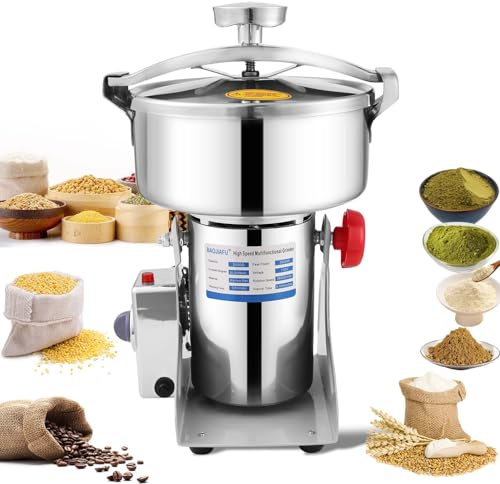BAOJIAFU Electric Grain Mill 3500W Superfine Powder Grinder Dry Grinder Machine 36000r/min High-speed Grain Mill 270° swingable Dry Material Grinding Machine Stainless Steel Pulverizer 2000g