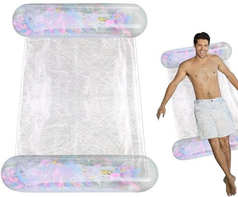 Pool-Hängematte, schwimmendes Bett, Wasser-Lounge-Sessel, auslaufsichere PVC-Konstruktion, faltbares leichtes Design, See, Schwimmbad, 70 cm, Blau, 1 Stück