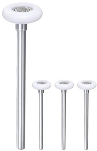 sourcing map 4pcs 1.8 White Nylon Garage Door Rollers for 2 Garage Track, 7 Long Stem Quiet Garage Door Wheels, 11 Ball Bearings, White