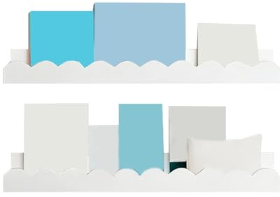 Libreria sospesa – 40 cm smerlata decorazione da parete, mensole smerlate per asilo, scaffale per libri da parete per cameretta dei bambini, camera da, bagno, piante, cornici per foto