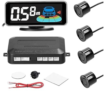 Système De Radar De Recul Radar Recul Arrière pour Voiture Écran LCD Capteur Stationnement Détection Distance Avertisseur Sonore Marche(Black-Rear Pair)