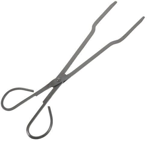 POPETPOP Tenazas para Chimenea de Hierro Resistente 52 CM Punta Curva Pinzas Grandes para Leña y Carbón Herramienta Segura para Fogatas Barbacoas y Uso Doméstico