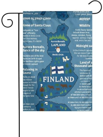 Bandiera della Finlandia con varie stampe Feat 30,5 x 45,7 cm, bandiera verticale su entrambi i lati, bandiera decorativa da giardino per interni ed esterni