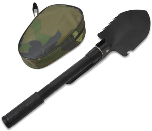 LoogCape Pala plegable de acero al carbono negro con brújula 4 en 1 herramienta de jardín para jardín, patio, camping y exterior, herramienta ligera y robusta para cavar, excavar, plantar, transportar
