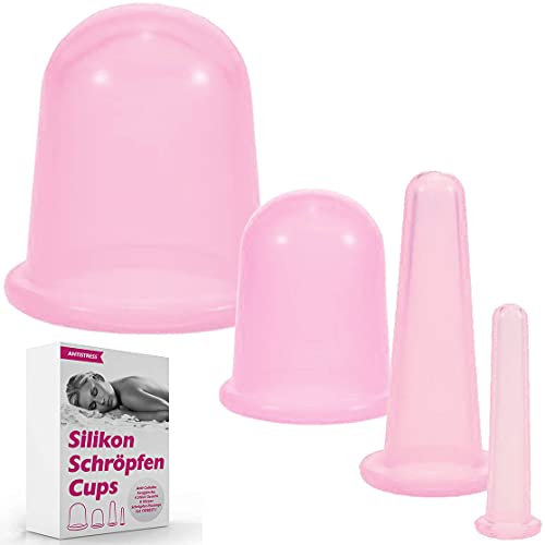 Tillmann's Schrã¶Pfglã¤Ser Silikon – 4-teiliges Schrã¶pfset für Gesicht, Dekolleté und Körper – Anti Cellulite Massagegerã¤T, Vakuum-Saugnapf für Anti-Aging – Durchblutung & Linderung von Muskelkater