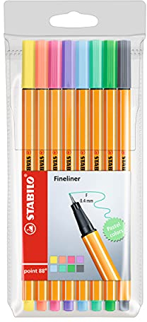 STABILO - Fineliner - point 88 - 8er Etui - 8 Pastellfarben