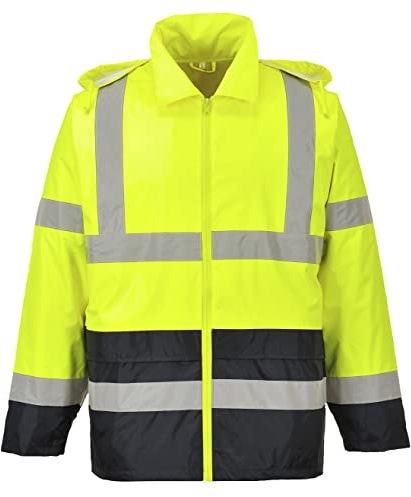 Portwest UH443 Classic Waterproof Rain Jacket in Reflective Contrast Hivis ANSI, 7XL