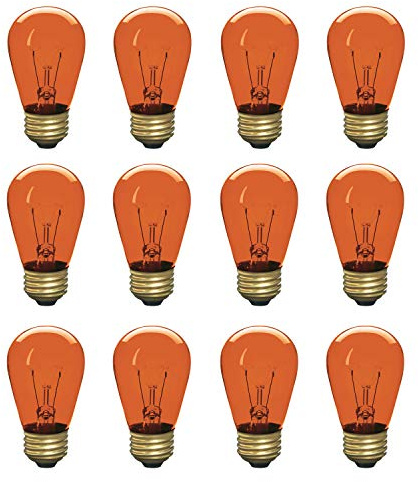 Xtricity Incandescent S14 Edison Light Bulb, String Light Replacement, E26 Medium Base, 130V, Amber (12 Pack)