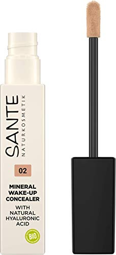 SANTE Naturkosmetik Mineral Wake up Concealer 02 Warm Beige, Flüssig, Deckt Schatten und Makel ab, Mit natürlichem Hyaluron, Vegan, 8ml