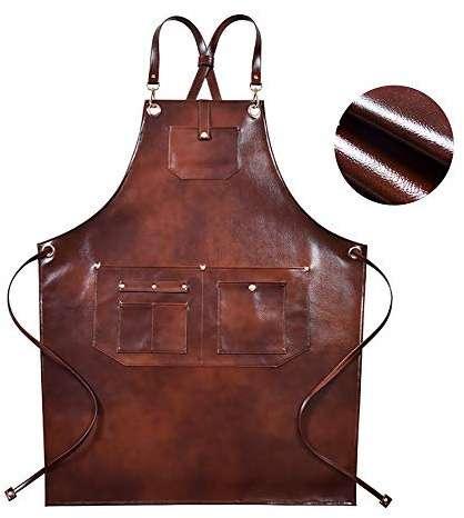 Takeashi Leather Apron Chef Apron Barber Apron With Pocket Adjustable Size Tool Apron Woodworking Aprons Diy Apron Pottery Apron Pet grooming apron Dog haircut shop apron