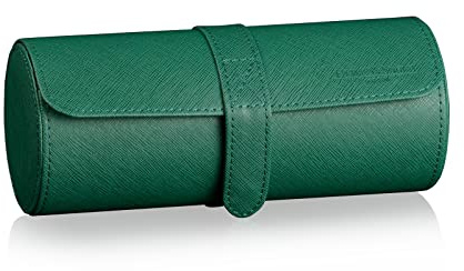 HEISSE & SÖHNE SEIT 1976® Uhrenbox Rondo 3 Grün für 3 Armbanduhren | Aufbewahrung, Eidechsen Optik