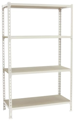 Simonrack Schwerlastregal, Lagerregal, 150x100x30 cm, Metallregal, Kellerregal, Biegestelle 150 kg, 4 Holzfachböden, Weiss/Holz - Maderclick