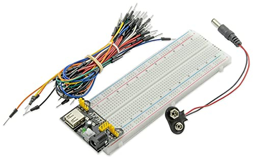 UMTMedia® MB-102 830 Solderless Breadboard Kit | Includes Power Supply Module, 65 pcs of Jumper Wires, & a Battery Connector - For Arduino or Raspberry PI Electronic Projects