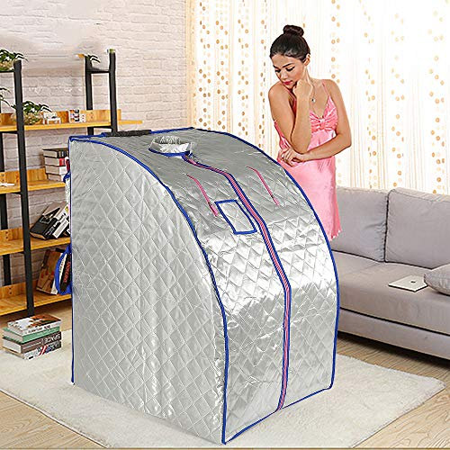Sauna de infrarrojos casera Caja de sauna seca Mini Sudor Sauna, 70×80×98 cm (Plata)