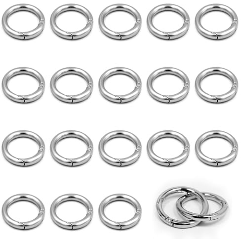 Dtoterul Mosquetón Redondo 30 Piezas Gancho de Resorte Redondas Anillas Llaveros Mosquetones para Bolsos Mosquetones Anillas Mosqueton Llavero Hebillas de Resorte Redondas para Manualidades (Plata)