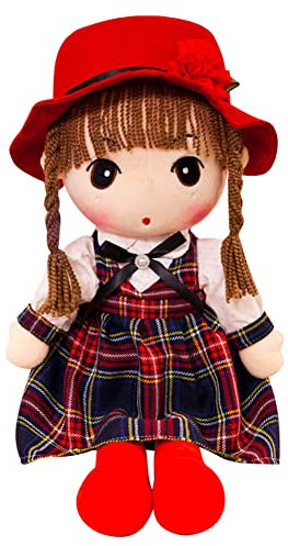 45cm Stoffpuppen Mädchen, Schöne Kuschelpuppe mit Hut Kleidung Plüsch Puppe Weiche Stofftiere Stoffpuppe Niedliche Prinzessin Plüschtier für Kleine Mädchen Weihnachten Geburtstag Geschenke