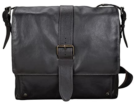fixbag FB1447134 - Fahrrad-Umhängetasche mit Klickfix Adapterplatte + Caddy Adapter, Laptoptasche für 12 Zoll Notebooks, Schultertasche aus Echt Leder, ca. 32 x 34 x 13 cm, Dunkelbraun