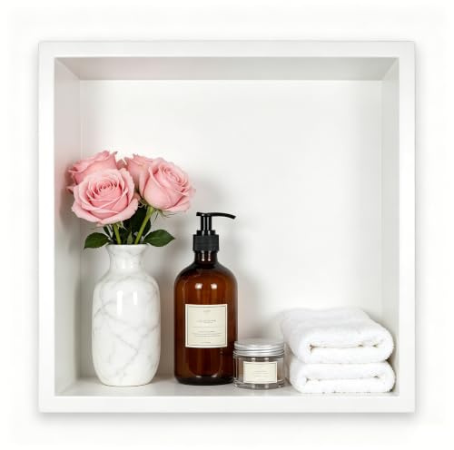 Bernkot-Duschnische aus 304-Edelstahl, Nische Dusche für Umbau, weiß | 30 cm × 30 cm × 10 cm, Wandnische zur Badezimmer-Ablage, Einbau-Duschnische für Badrenovierung, flächenbündige Montage