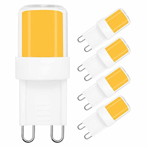 LIENNGKE 5 Pack G9 LED Light Bulb 2W 20W Halogen Equivalent 3000k Warm White 300 Lumen JCD Bi-Pin Base Range Hood COB Bulbs Table Lamp Bedroom