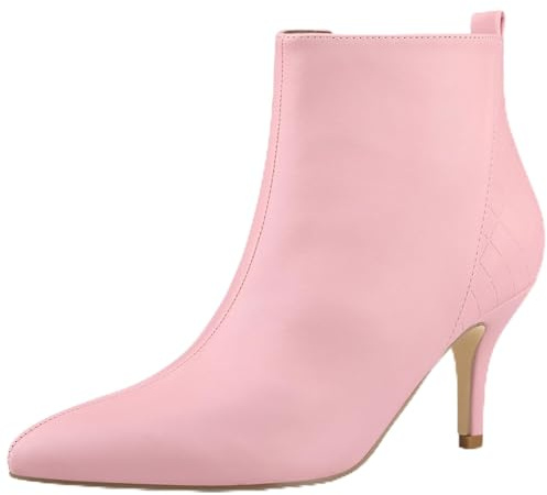 Allegra K Women's Pointed Toe Side Zip Stiletto Heel Pink Ankle Boots 7 M US