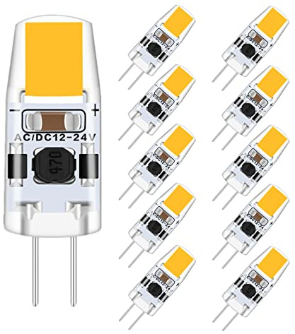 WYAANCCW G4 LED Lamps, 12V Warmweiß 2W LED Lightbulbs Dimmbar,Replaces 15W Halogen Bulbs,12V-24V AC DC G4 Led Stiftsocked,G4 LED Bulbs,10er Pack