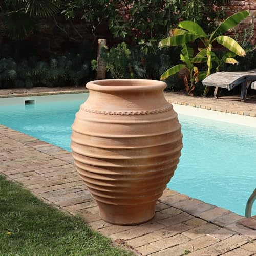 Palatina Werkstatt Terracotta Amphore Groß Agave 70cm - In 100% Handarbeit gefertigtes Unikat - Der ideale winterfeste Pflanzkübel für den Garten- & Innenbereich
