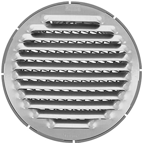 Amig - Rundes Lüftungsgitter aus Aluminium mit Moskitonetz | Lüftungsgitter für Luftauslässe | Ideal für Küchen- und Badezimmerdecken | 12 cm Durchmesser | Farbe: Silber