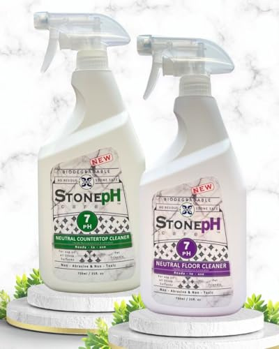 STONE PH Countertop and Floor Cleaner Neutral Kitchen & Home Cleaning Surfaces: Safe, Green, Spray, Marble, Granite, Quartz, Travertine, Non Abrasive & Non Toxic, Biodegradable