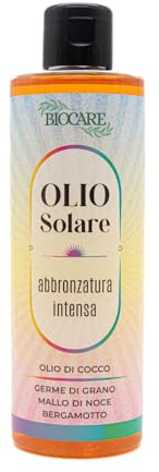 Sonnenöl - Intensive Bräunung - Sonnenöl spendet der Haut Feuchtigkeit und erleichtert eine natürliche Bräune - Der Kuss der Sonne auf die Haut - 250 ml - Biocare - Made in Italy
