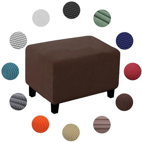 QUTBAG Stretch-Fußhocker-Schonbezug, weicher quadratischer Ottoman-Bezug für Wohnzimmer, waschbarer Sitzhocker-Schutz, staubdichter, Rutschfester, Abnehmbarer Hocker-Bezug L E