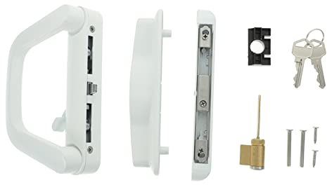 Homoyoyo Sliding Door Handle Lock Set Reversible Patio Door Handle Rust Resistant Secure Locking Mechanism