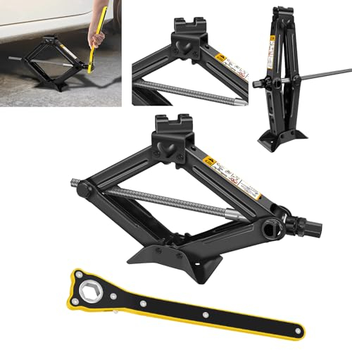 2 Tonnen (4409 lbs) Scherenwagenheber mit arbeitssparendem Ratschenschlüssel für die meisten Autos, 105 bis 385 mm Hubbereich