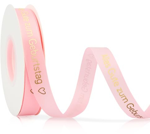 Weihnachten Geschenkband Rosa Satinband Ripsband 10mm×23m Schleifenband Seidenband Geburtstag Stoffband Für DIY Handwerk Dekoband Zum Basteln Geschenkverpackung Geburtstag Party Deko | Alles Gute