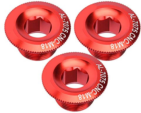 Sunicon 3 Stück 18 mm Aluminiumlegierung Fahrradwellenachse Schraubenmutter Zubehör Fahrradkurbelabdeckung (Red)